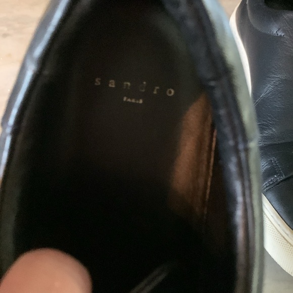 Sandro Navy Blue Leather Sneakers Size 42 - Picture 8 of 9